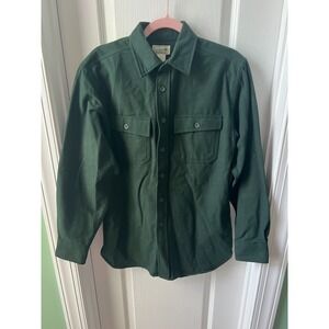 LL Bean Flannel Chamois Cloth Shirt Mens Green Long Sleeve Button Up MT03 Size S